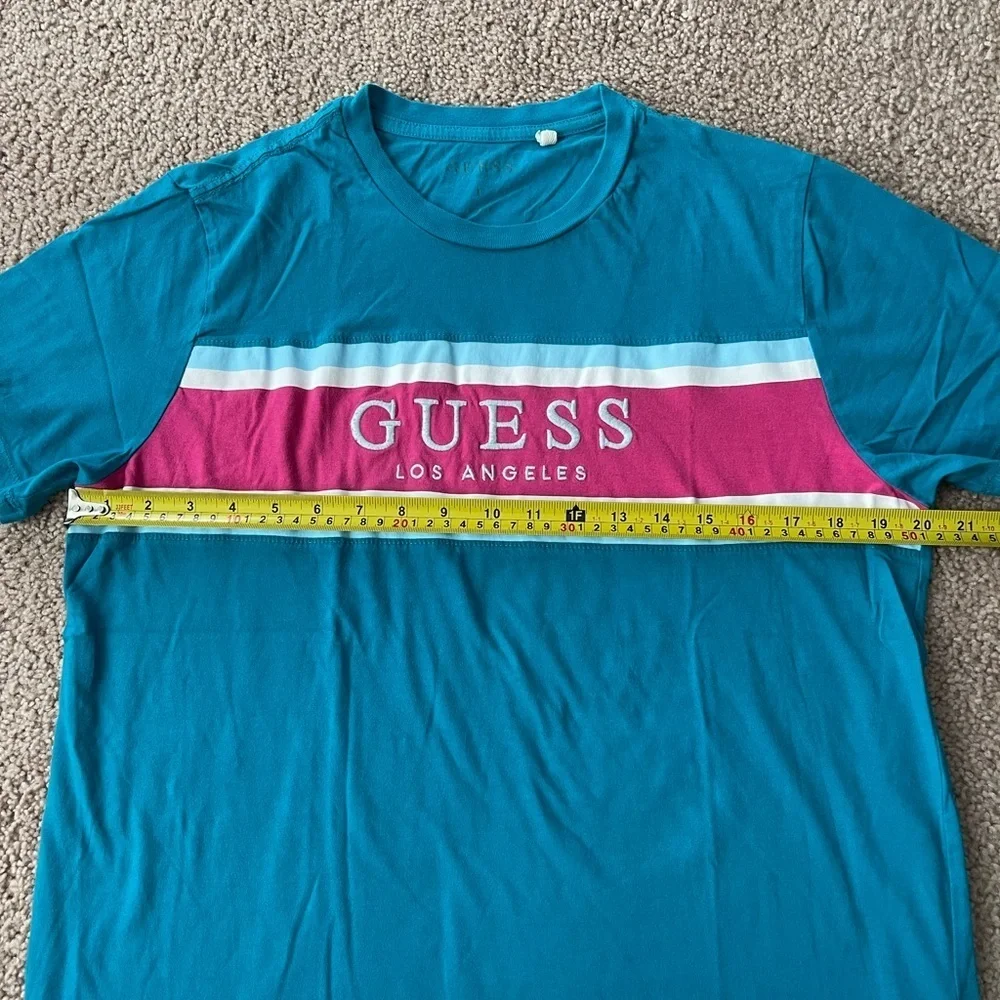 GUESS Los Angeles Blue-green Crewneck Short Sleeve Tee